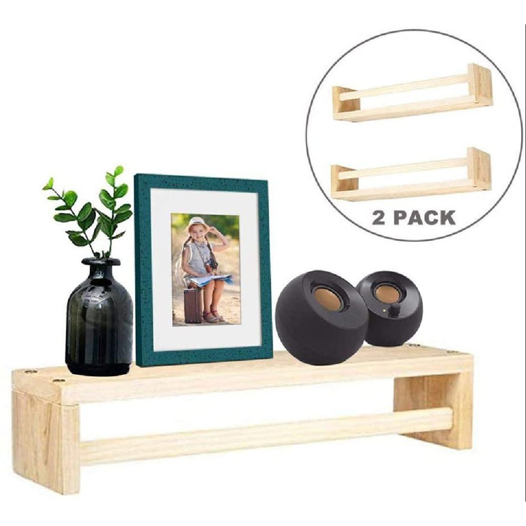 Ebern Designs Lothen 2 Piece Pine Solid Wood Floating Shelf Wayfair